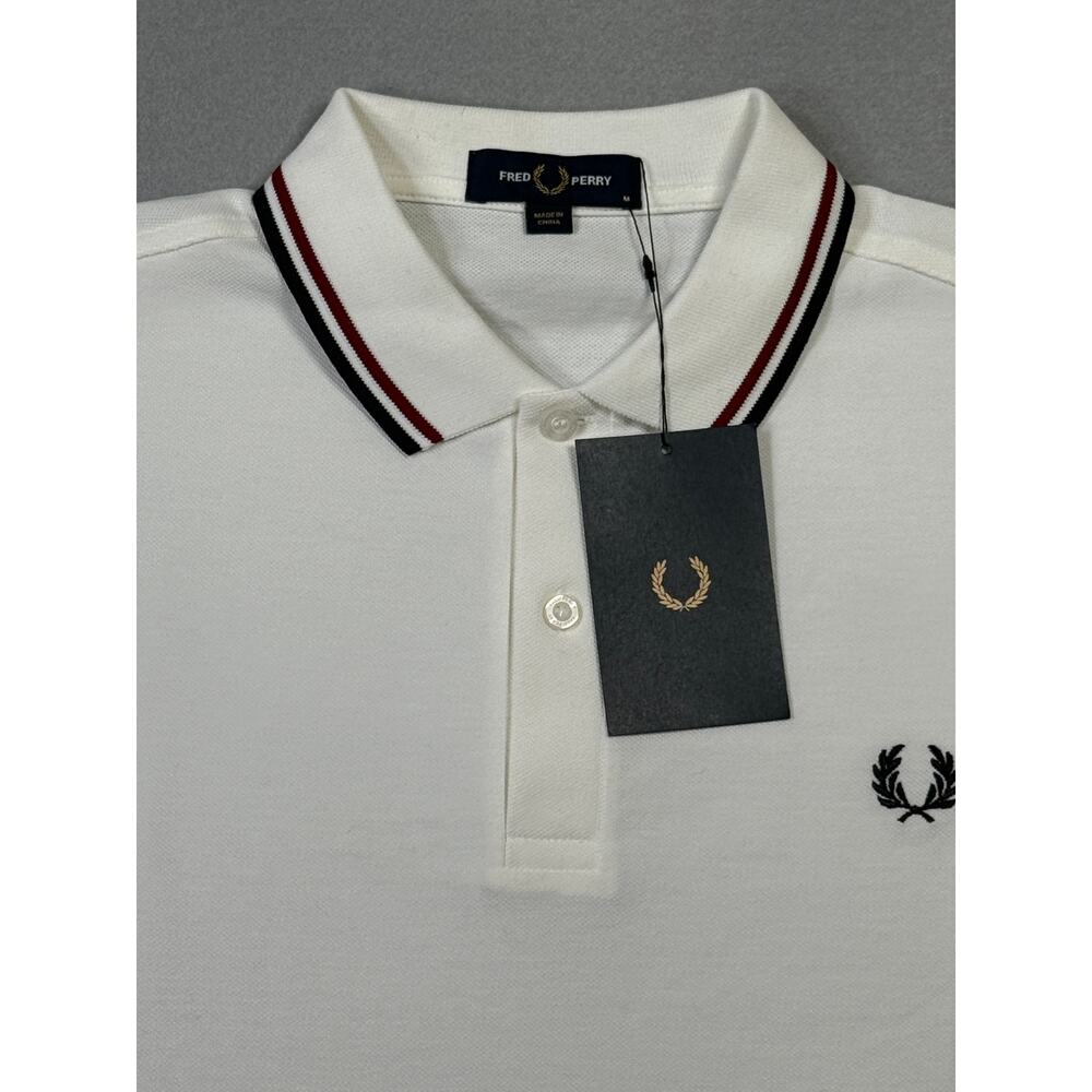 Fred Perry Short Sleeve Slim Fit Twin Tipped Polo Shirt, White Medium $110 - Picture 4 of 9